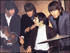 The Beatles with drummer, Jimmy Nicol, during their 1964 European tour.