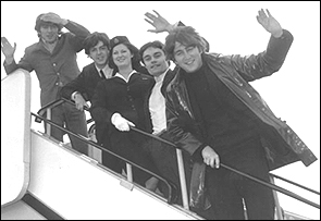 The Beatles arriving in Hong Kong. Replacement drummer, Jimmy Nicol, is still touring with the band.