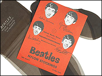 Beatles stockings were part of the paraphernalia available during the height of Beatlemania.