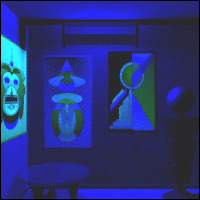 A black light room. Black light technology reached its venith during the late 1960s and early 1970s.