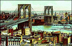 The picturesque Brooklyn Bridge in New York.