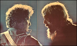 Bob Dylan and George Harrison in concert together.
