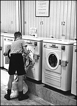A London launderette, circa 1950s.