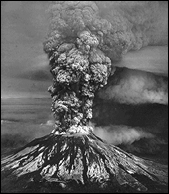 Mount St. Helens erupts in Washington.