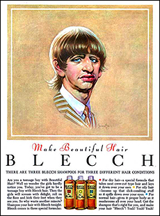 Mad magazine's humorous parody of Brech shampoo, featuring the silky haired Beatle, Ringo Starr.