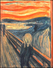 The painting "Scream" by Edvard Munch is very commonly used to depict "going insane."