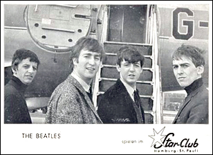 The Beatles in a publicity photo for the Star-Club in Hamburg, Germany, circa 1962.